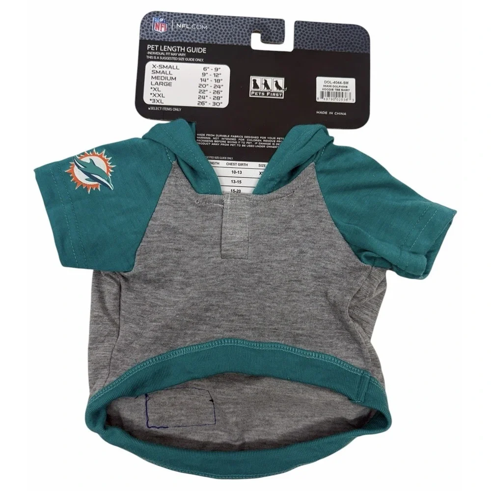 NFL Miami Dolphins Pet Hoodie Tee Shirt Dog Jersey Size Small NWT Pets First